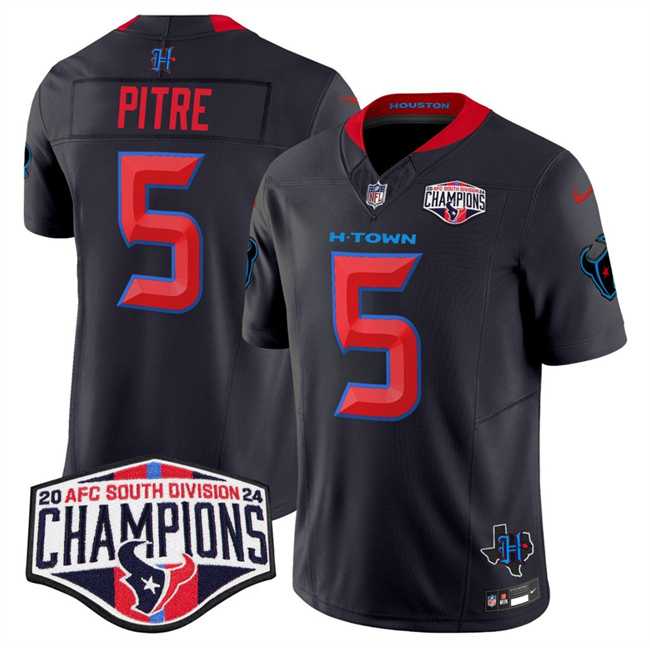 Mens Houston Texans #5 Jalen Pitre Navy 2nd Alternate F.U.S.E. 2024 AFC South Division Champions Vapor Limited Stitched Jersey